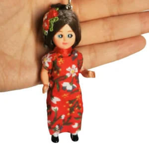 Chinese Cheongsam Mini Doll Keychain 8cm